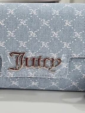 Juicy Couture Light Denim and White Moment Flap Shoulder Bag